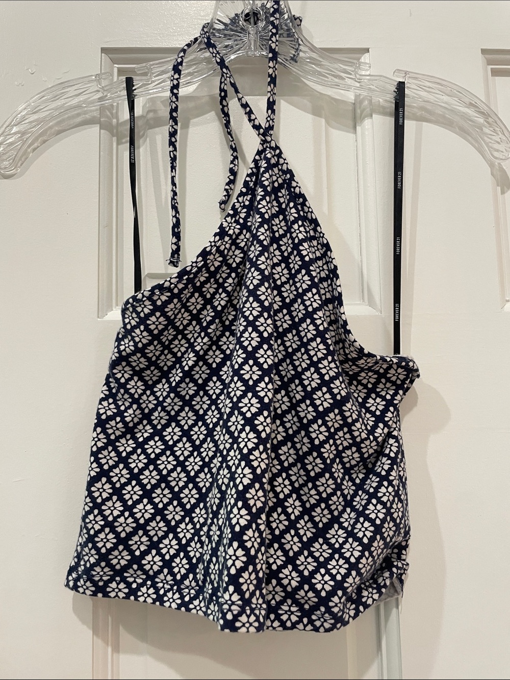 Forever 21 Navy and White Floral Halter Camisole
